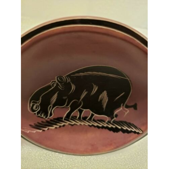 African Safari Animal Hippo Soap Stone Bowl Trinket Dish 4" - Picture 2 of 3